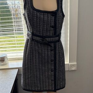 Anthropologie Black and White Tweed Mini Dress
